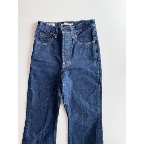 LEVI'S Ribcage Boot High Key Dark Wash Cotton High Rise Bootcut Jeans, Size 24 - Picture 5 of 15